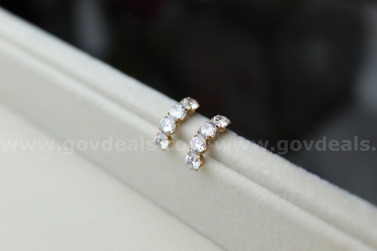 Vintage 10K Gold CZ Earrings