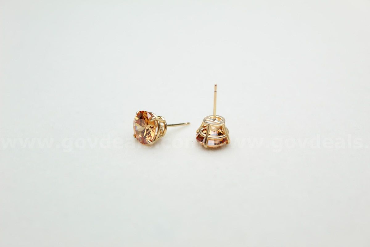14K Gold Citrine Stud Earrings