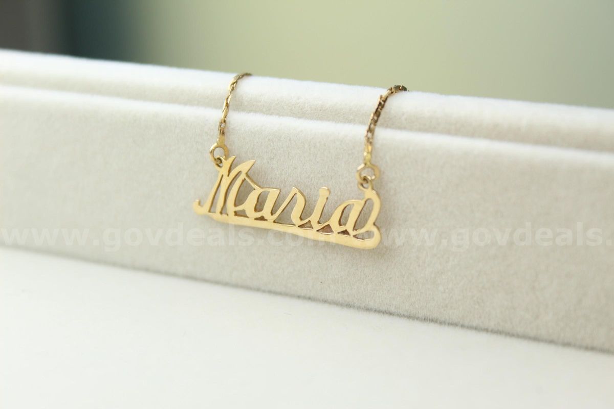 14K Gold Italian Nameplate Necklace