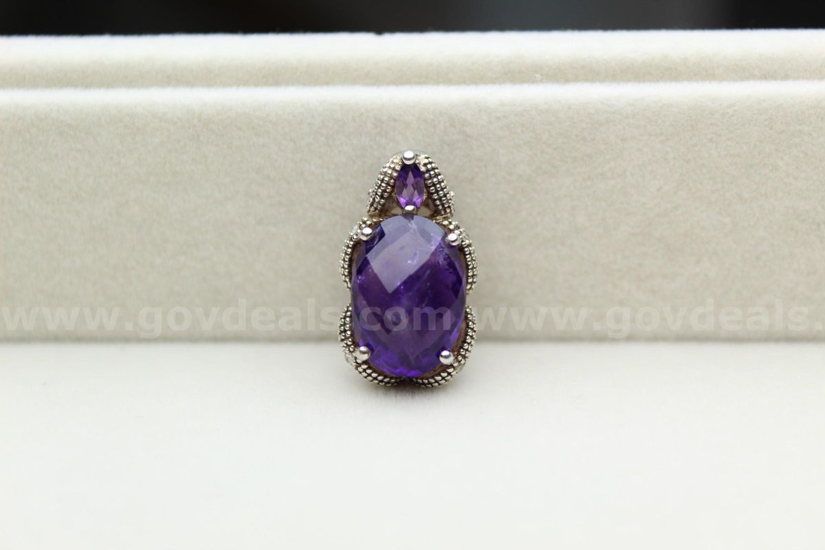 Amethyst & Diamond Sterling Silver Pendant