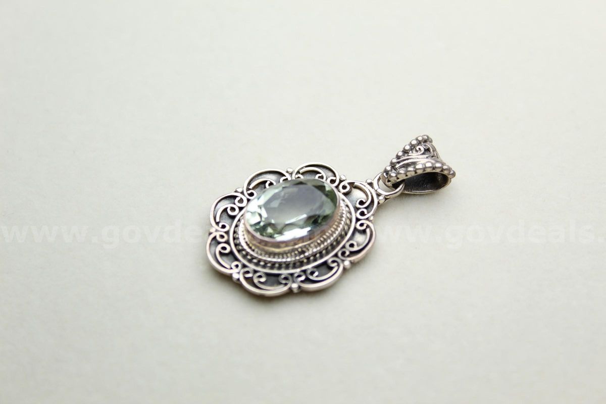 Green Amethyst Silver Pendant
