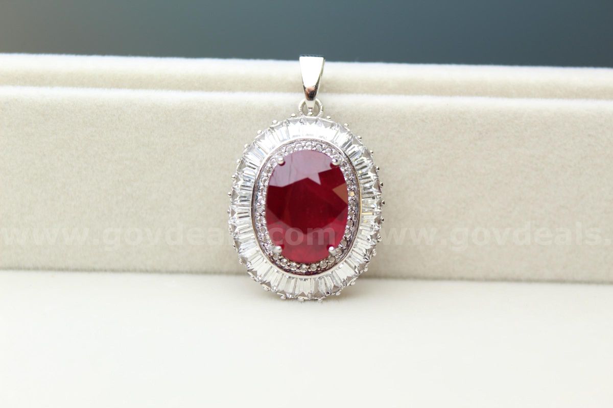 Vintage Lab Ruby Silver Pendant