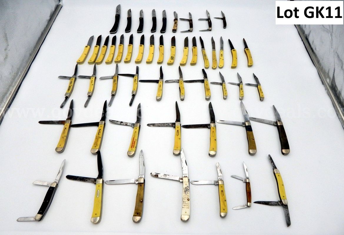 Lot GK 11 (50) Case Brand Knives in Bin 5 in. (L) x 8 in. (W) x 9 in (H)
