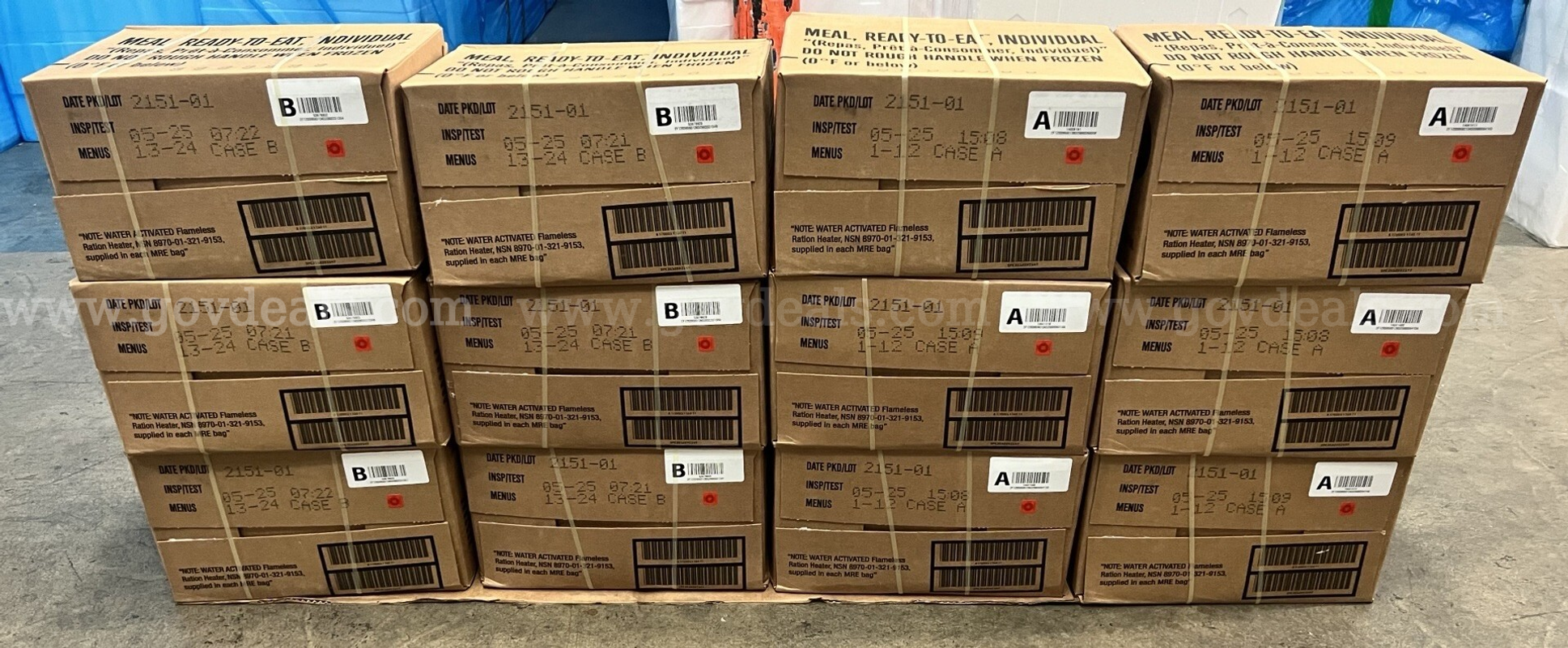 144 MRE Meals/ 12 cases located in Post Falls, ID
