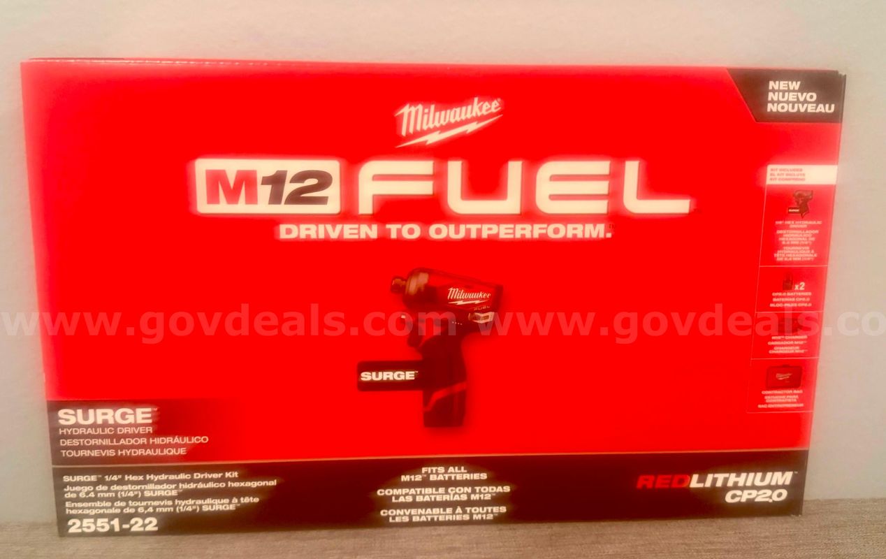 Milwaukee M12 FUEL Surge Cordless 1/4in. Hex Hydraulic Driver Kit, 2 Batteries,Charger,Bag