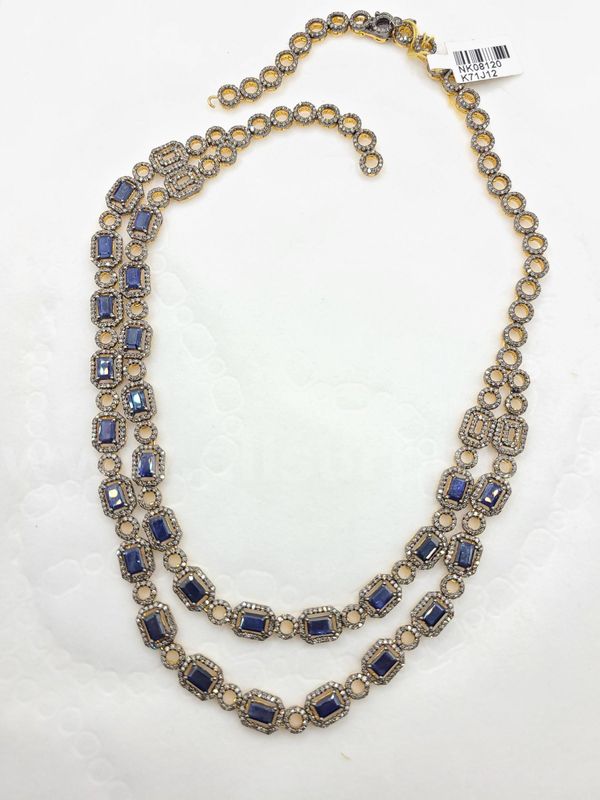 27 Blue Sapphires 1786 Round Diamonds Necklace Stunning!
