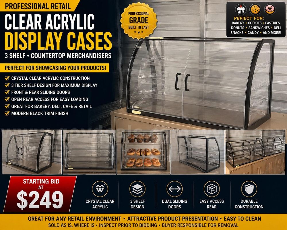 Commercial Acrylic Countertop Display Cases – Retail Bakery, Deli & Merchandising Displays (Lot of 5)
