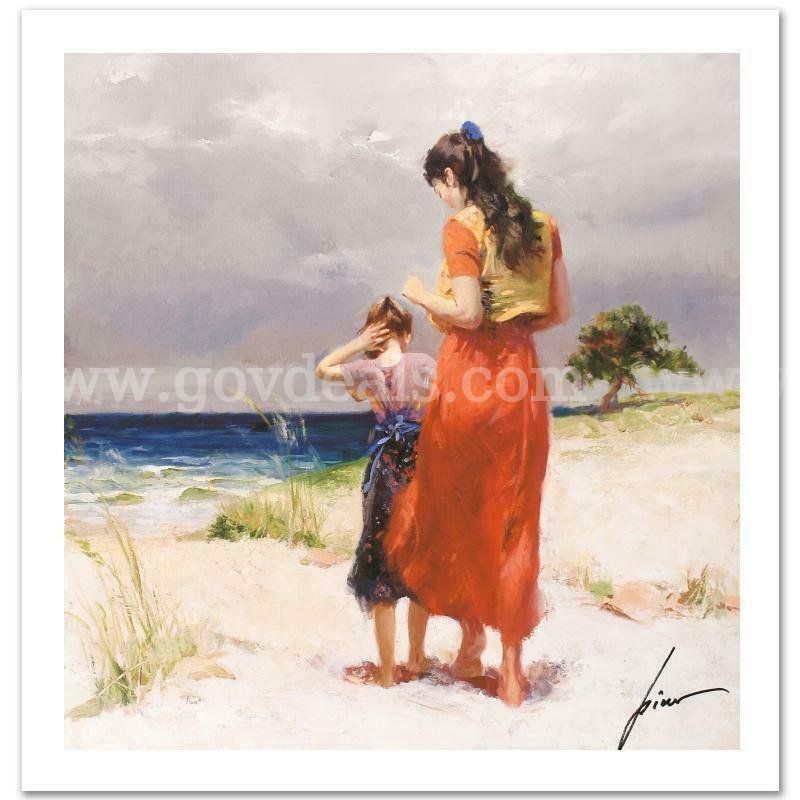 Pino (1939-2010), "Beach Walk" Limited Edition Fine Art