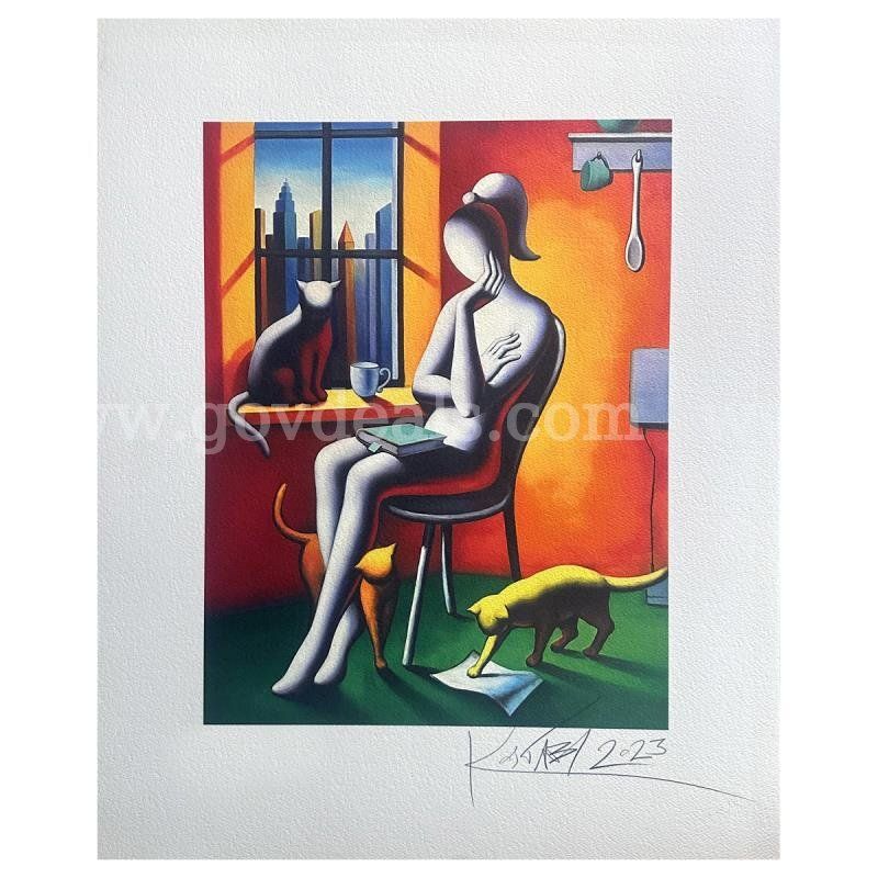 Mark Kostabi, "Feline Dreams" Limited Edition Fine Art