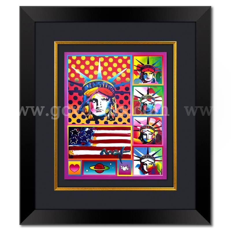 Peter Max, "5 Liberties and Flag" Original Fine Art