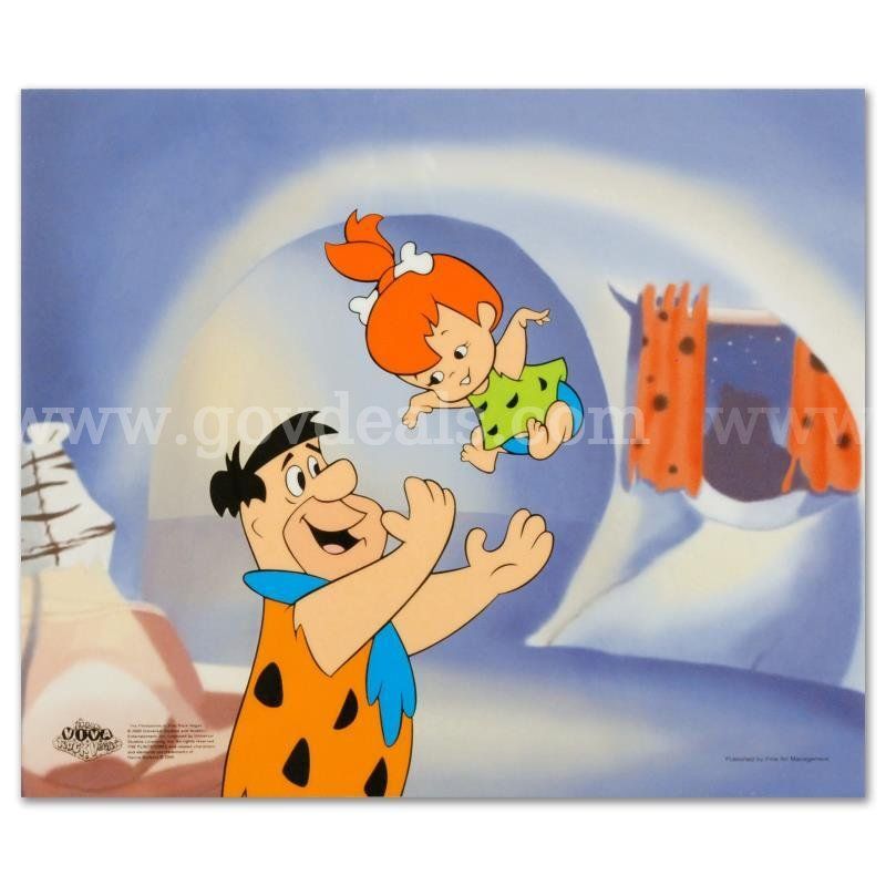 The Flintstones, "Fred Tossing Pebbles" Limited Edition Fine Art