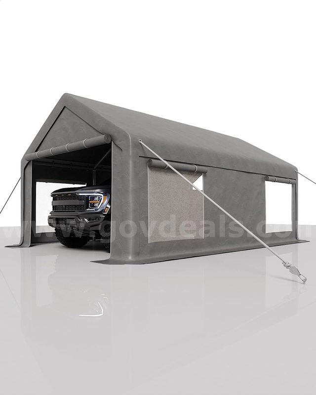 10x20 ft Portable Garage, Car Port with 200 g PE Tarp Cover, with Front & Rear Roll-Up Doors FREE SHIPPING