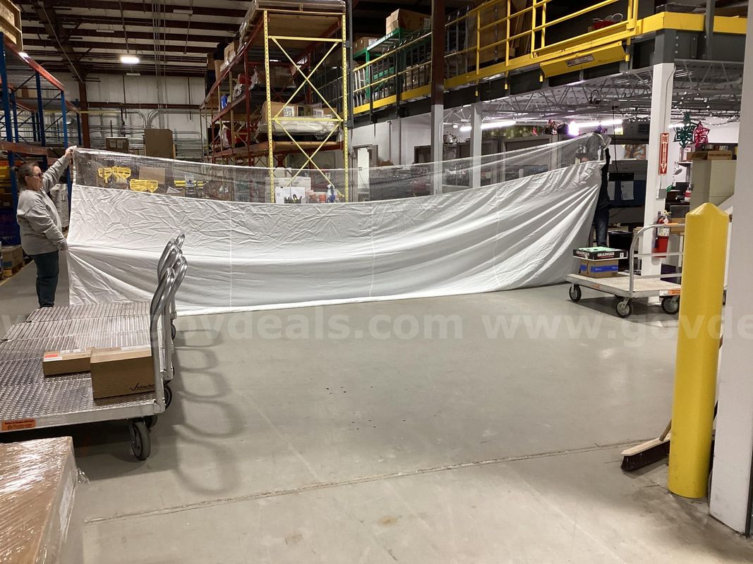 Lot of 9 Hospital Privacy Cubicle Curtains with Mesh Top – Tan & White (269" x 94")