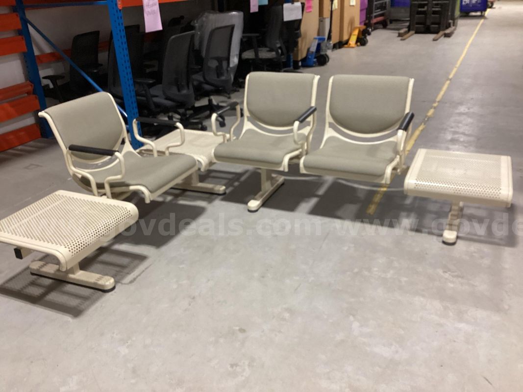 2-Section Commercial Tandem Waiting Room Seating with Integrated Tables- Separate Sections
