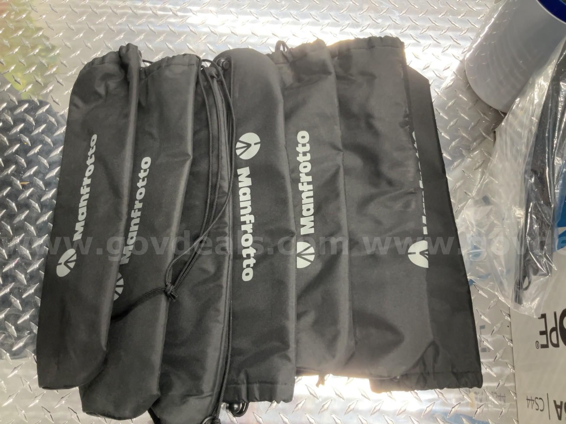 Bulk Lot of 7 Genuine Manfrotto Black Drawstring Storage Pouches / Bags