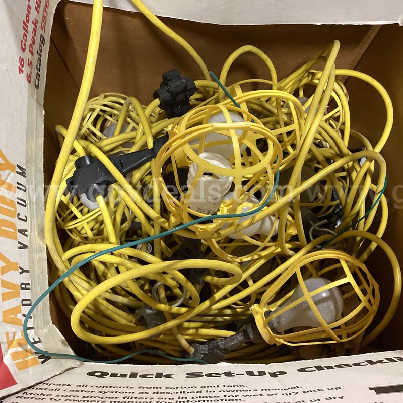 Bulk Lot of Temporary Construction String Lights - Yellow Cage Work Lights (As-Is)
