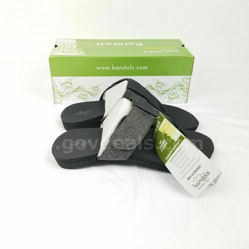 Bandals Women's Black Roman Interchangeable Band Sandals Size 7 NEW IN BOX *WILL SHIP*