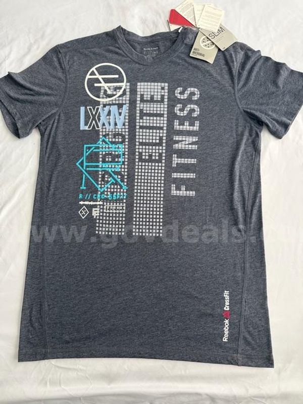 REEBOK Crossfit Shirt RCF BURNOUT BLACK TEE #B86642 Men's SIZE: LARGE NWT $55 *WILL SHIP*
