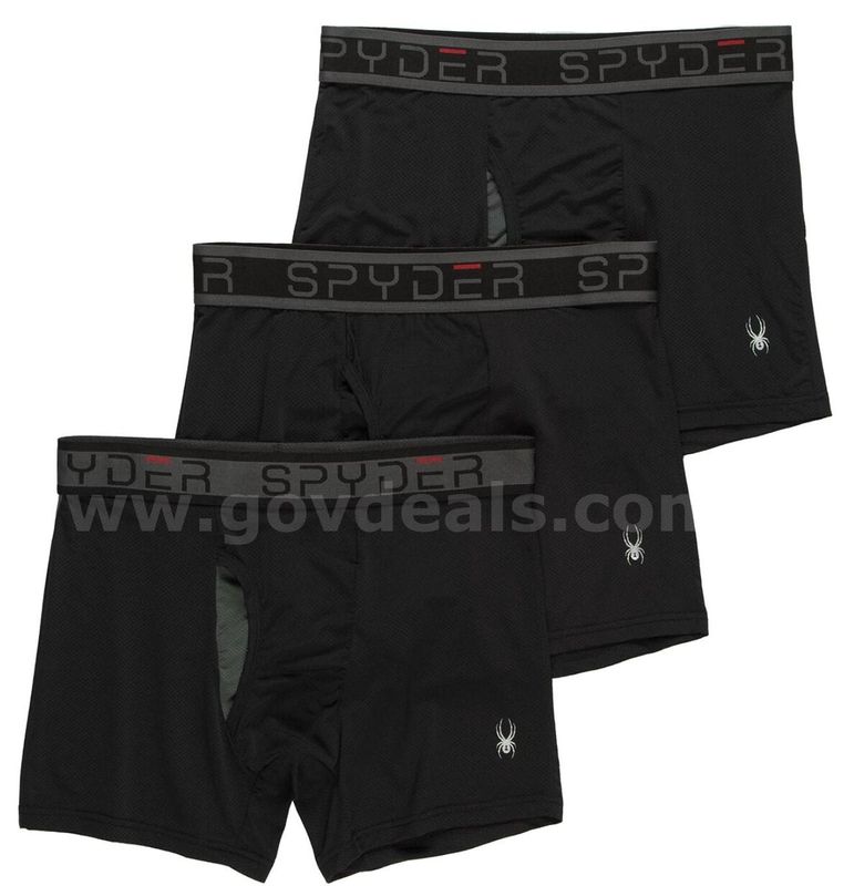 Spyder Underwear 3 Pack Men's Small Boxer Briefs Black Mesh NEW *WILL SHIP*