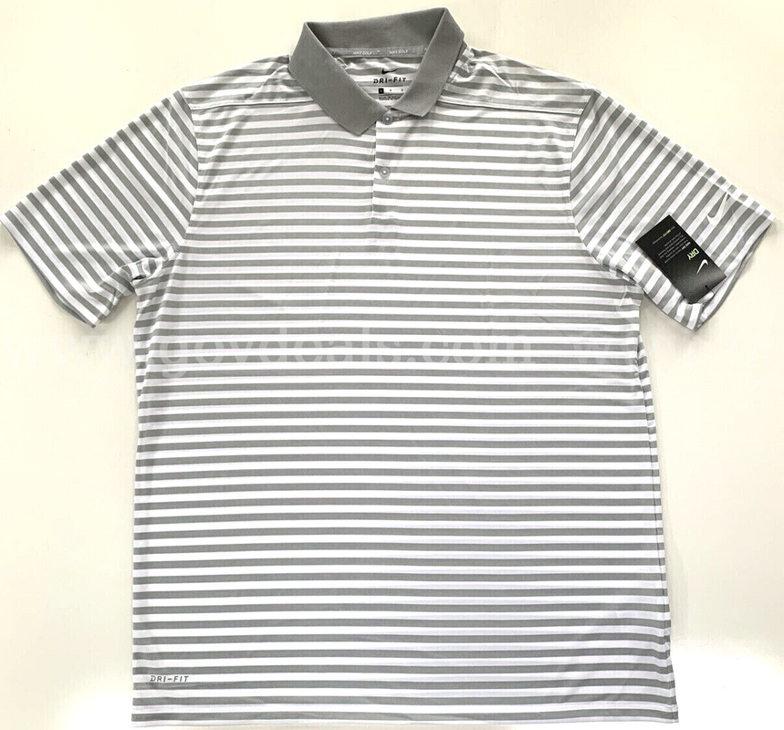 Nike Golf Men's Victory Stripe Polo 2.0 Golf Shirt GM1032 Wolf Gray White NWT *WILL SHIP*
