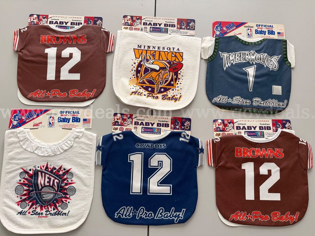 Rare / Baby Bibs Nba,Nfl,Nhl,Mlb,Ncaa Official Licensed Teams By Ansa Kids Nwt *Will Ship*