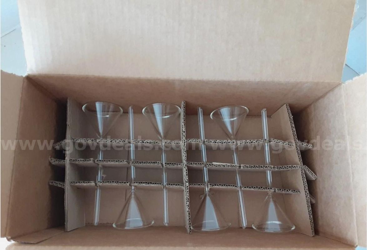 Lot of 12 - PYREX 6140-65 Plain 65mm Diameter 60° Funnel w/ Long Narrow Stem