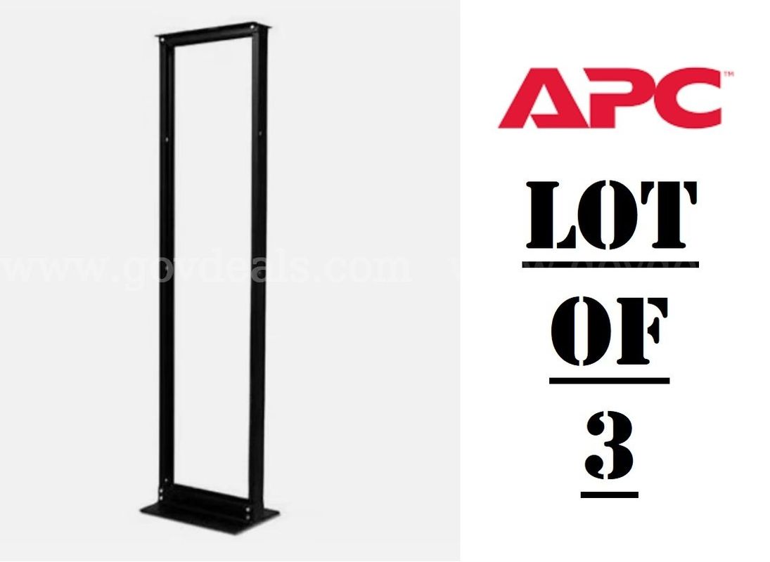 Lot of 3 - APC AR201 NetShelter 2 Post 45U Open Frame Threaded Holes Network Cabling Rack