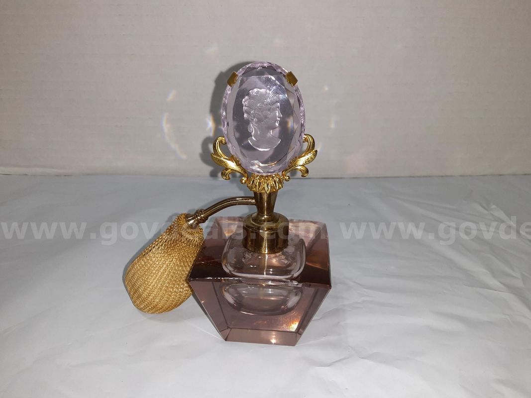 Rare Vintage Collectible lavender-colored glass body perfume bottle