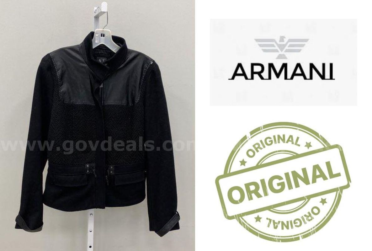 Authentic Original Armani Women's Black Wool Blend Full Zip Toggle Detail Jacket Coat Size M - A/X