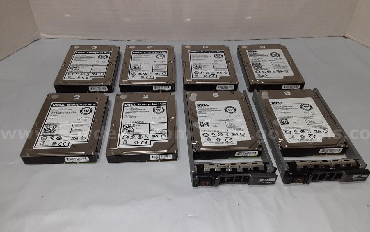 Lot of 8 - Hard Disk Drive - 2x Dell Savvio 10K.6 300GB HDD & 6x Dell Savvio 15K.3 146GB HDD
