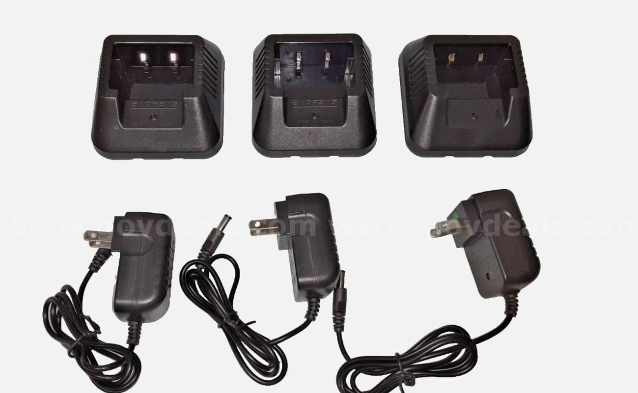 Lot of 3 - BaoFeng CH-5R Walkie Talkie Desktop Charger Base w/ Adapter