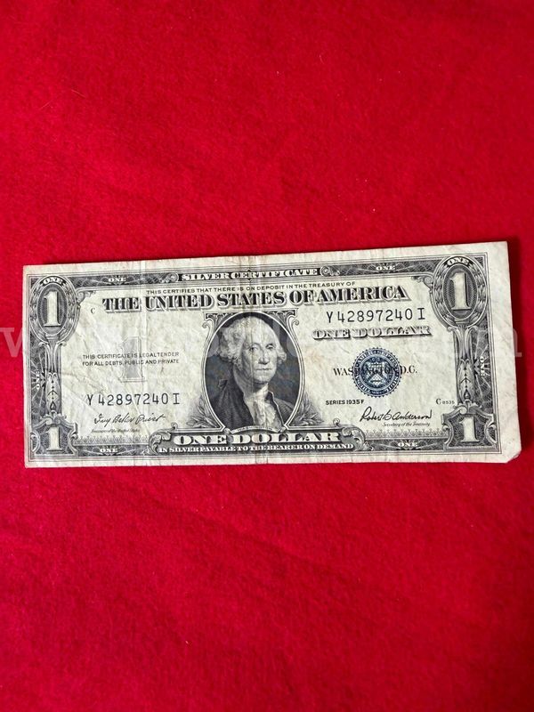 $1 1935 F Series "MISCUT/OFF CENTER" circulated
