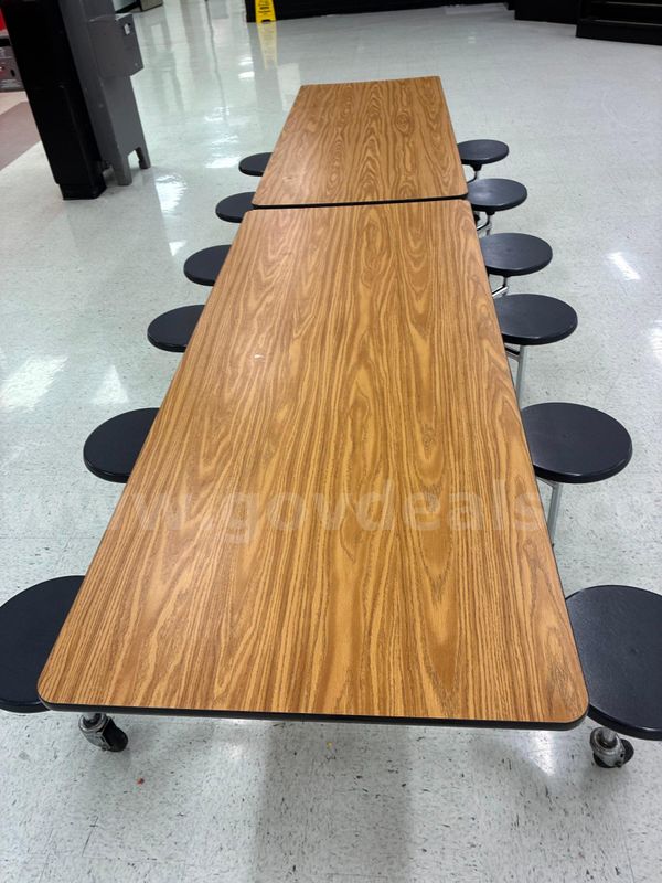 Lot of 31 Mobile Folding Cafeteria Tables – Attached Stools & Benches