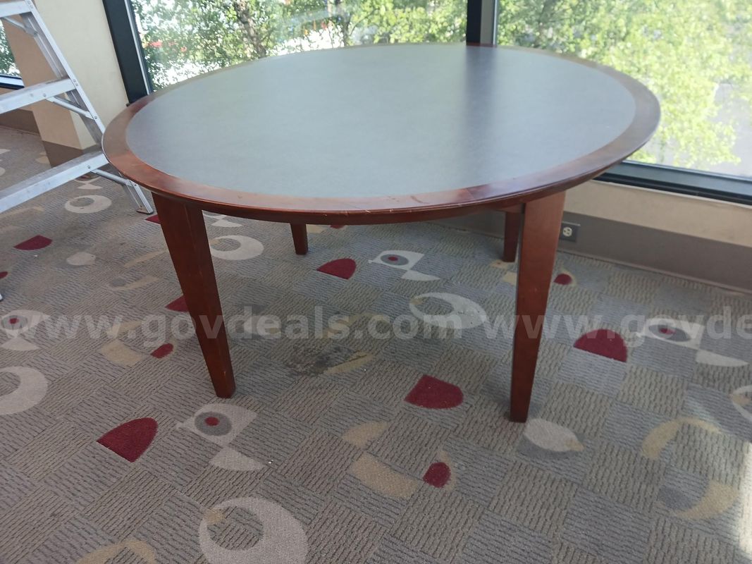 Round Wooden Table with Laminate Top