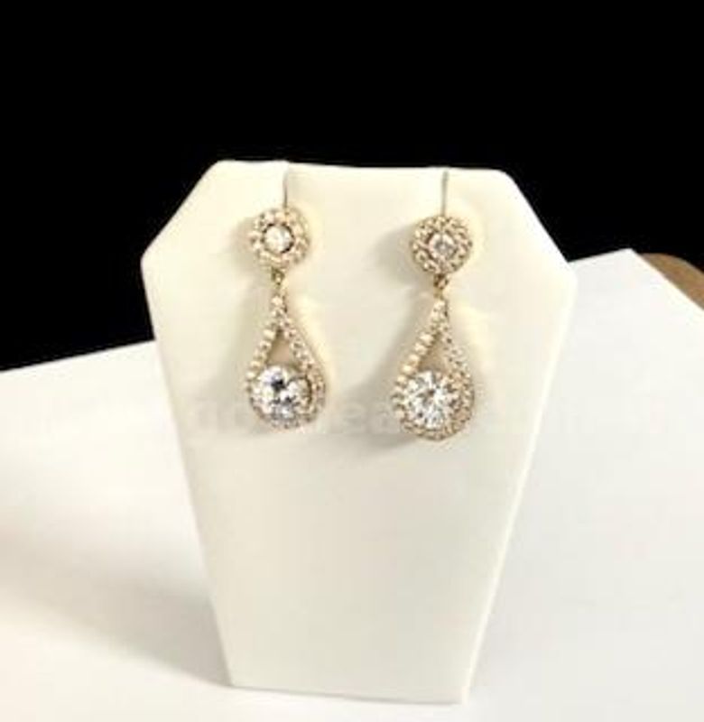 Stunning, CZ Brilliant, Dangling Earrings, W/Brilliant CZ Accents, Real 24k Gold Plated
