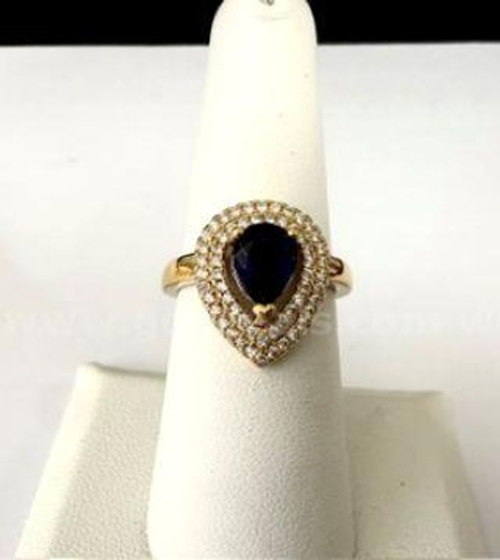 Gorgeous, Size 7, Ladies, CZ Sapphire Ring, Real 24k Gold Filled
