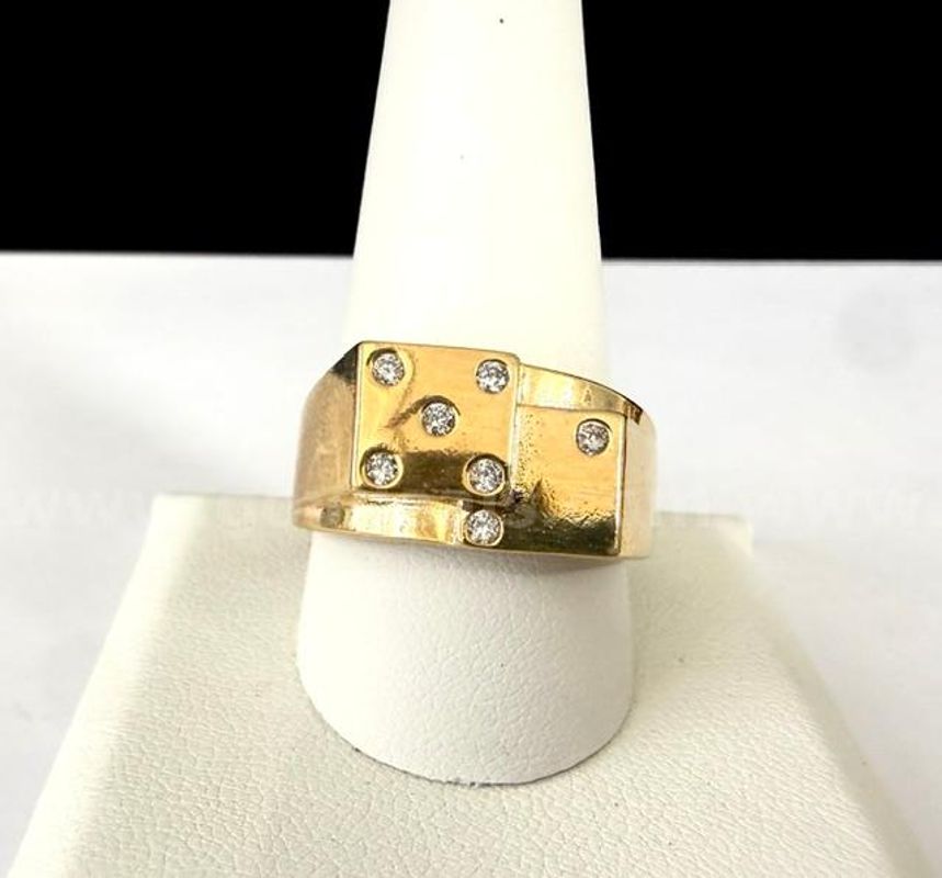 Beautiful, Real 24k Gold Filled, Men's, Size 11, CZ Dice Ring