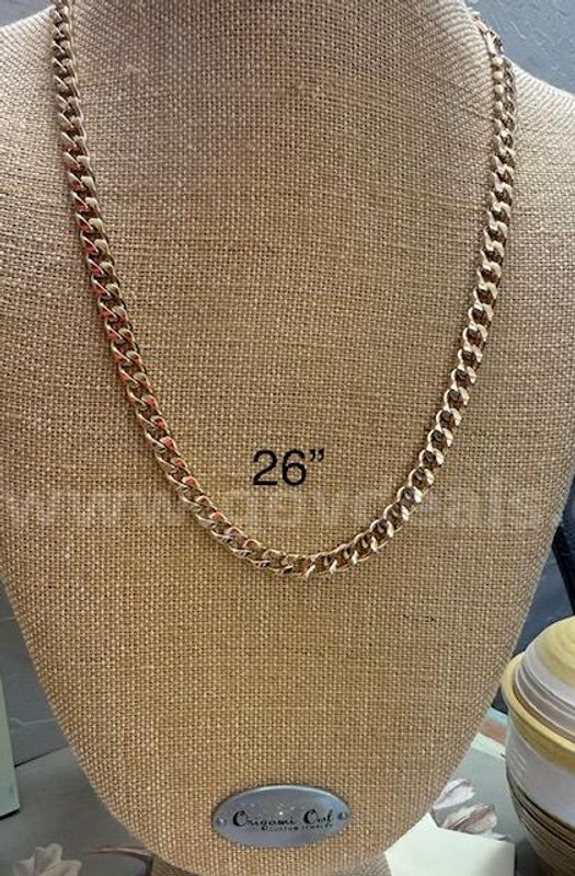Beautiful, 26", Cuban Link Necklace Chain, 24k Real Gold Plated