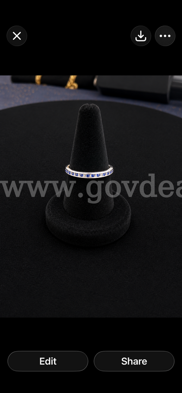 Size 7 1/2, Rhodium Clad, CZ Sapphire Band