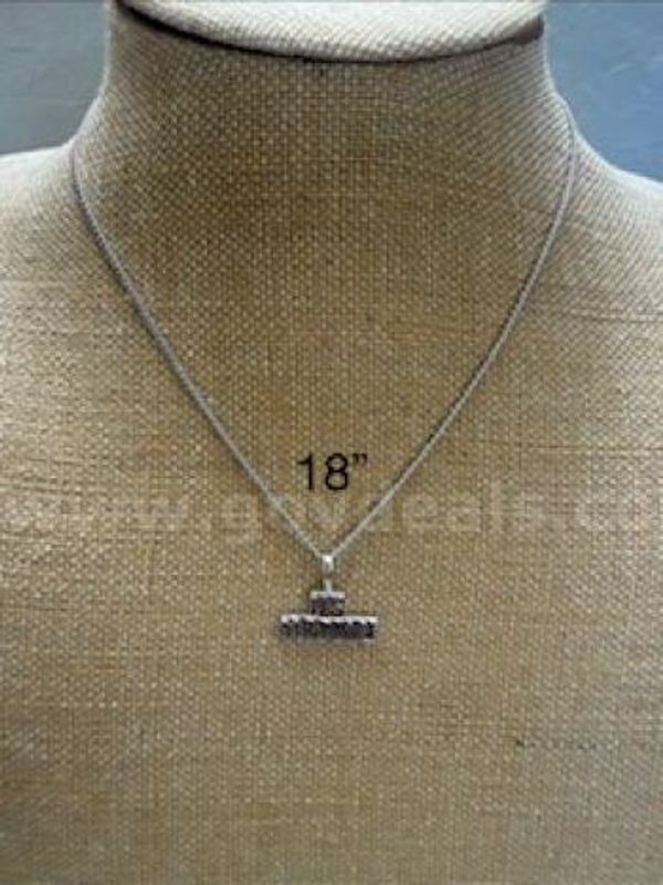 18 Inch, Rhodium Clad (Silver), Cuban Link Necklace W/Air Force Pendant