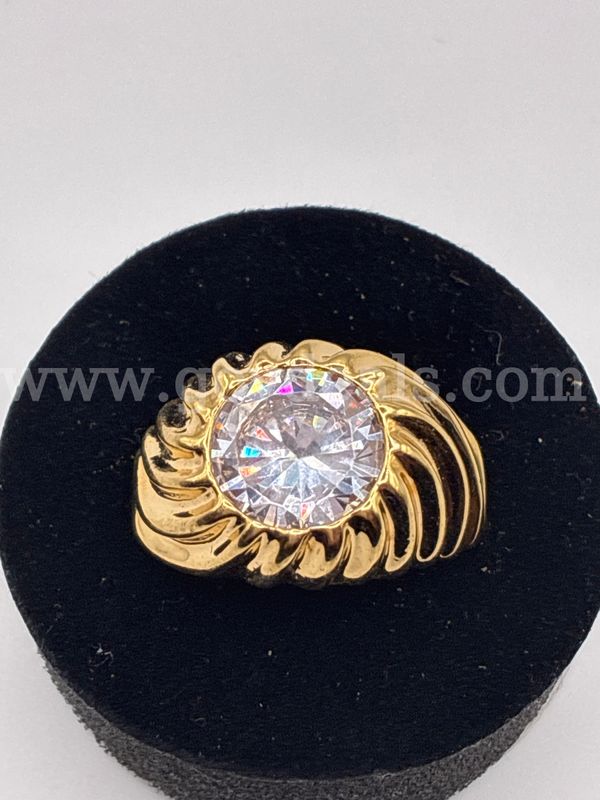 Size 10 Large CZ Statement Ring. 24K Real Gold Plated