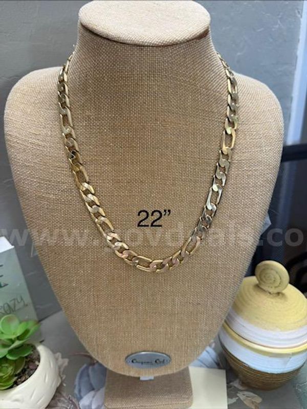 Attractive, Heavy, 22 Inch, Real 24k Gold Filled Italian Figaro Necklace