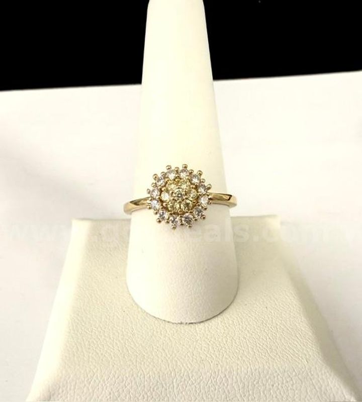 Beautiful, Size 10, Ladies. CZ Canary Yellow Cocktail Ring, Real 24k Gold Filled