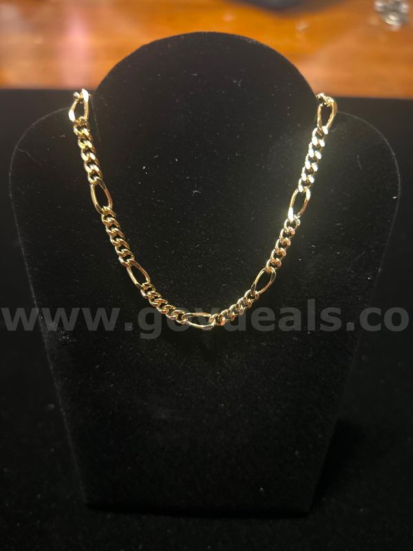 7” Classic Figaro Bracelet24K Real Gold Plated