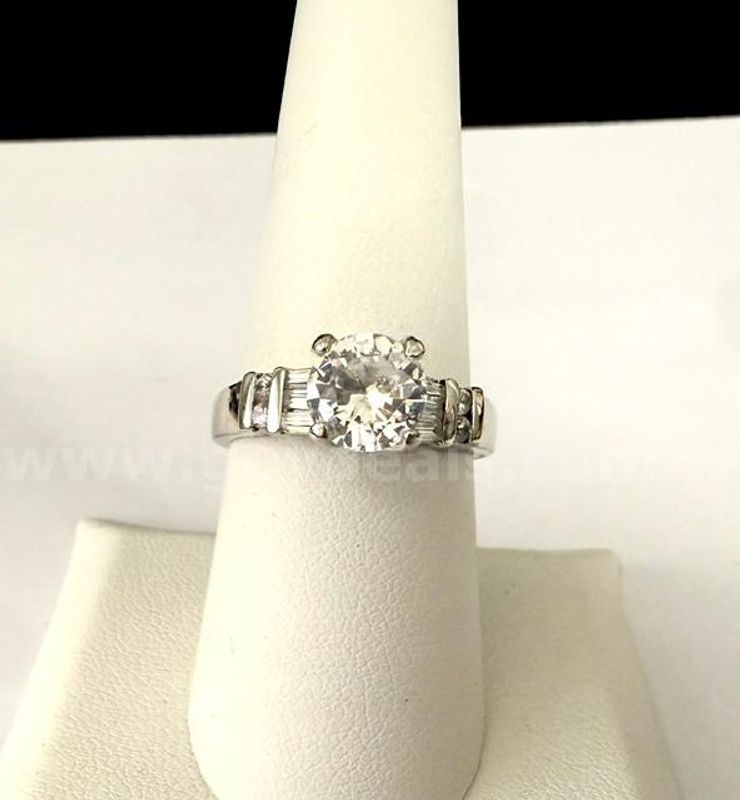 Gorgeous, Size 8, Rhodium Clad (Silver), 3 Carat, CZ Solitaire Wedding Ring
