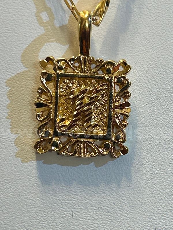 Dainty Link Necklace & “K” Frame Pendant SET! 24k Real Gold Filled.