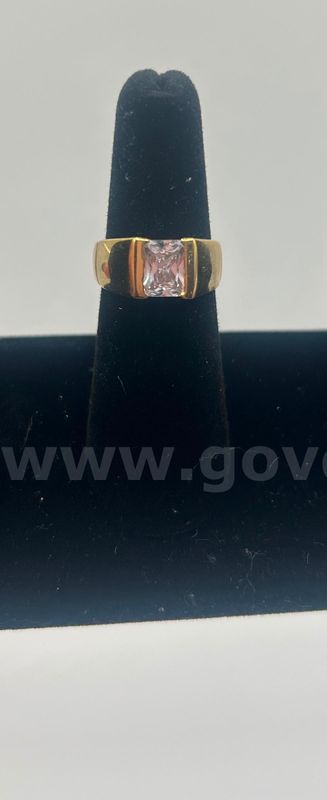 Size 6, Large CZ Ring 24K Real Gold Plated