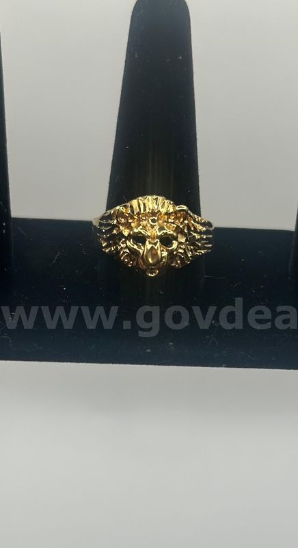 Size 6, Lion Ring, 24K Real Gold Plated