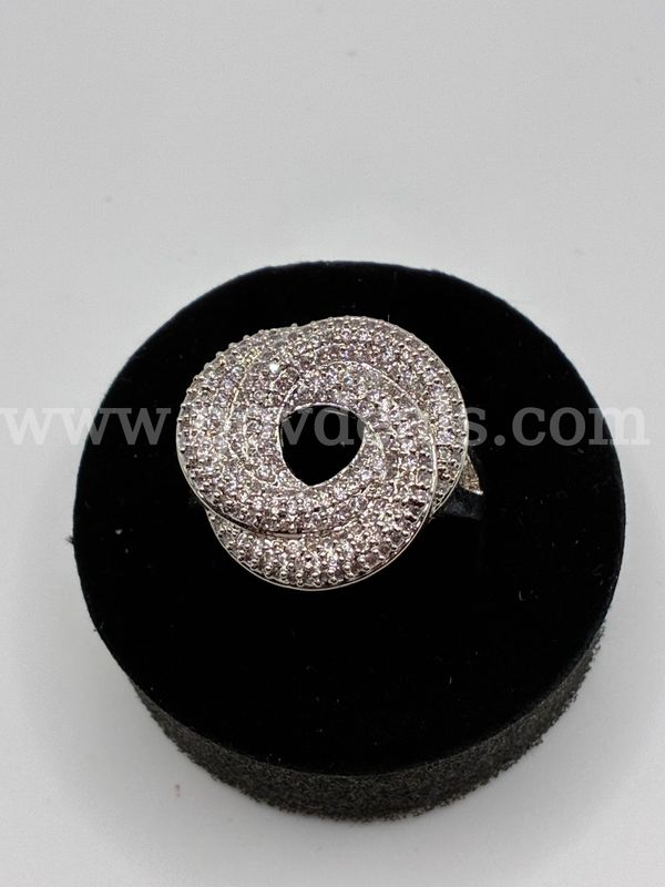 Size 8, CZ, Cocktail Ring Rhodium Clad (Silver)