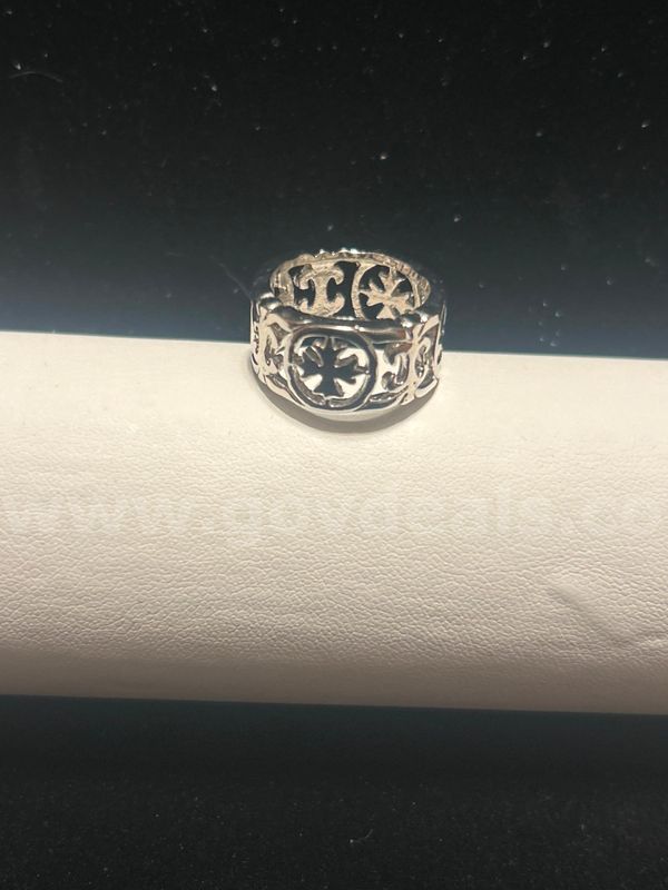 Size 05, Rhodium Clad (Silver), Gothic Celtic Filigree Style Band
